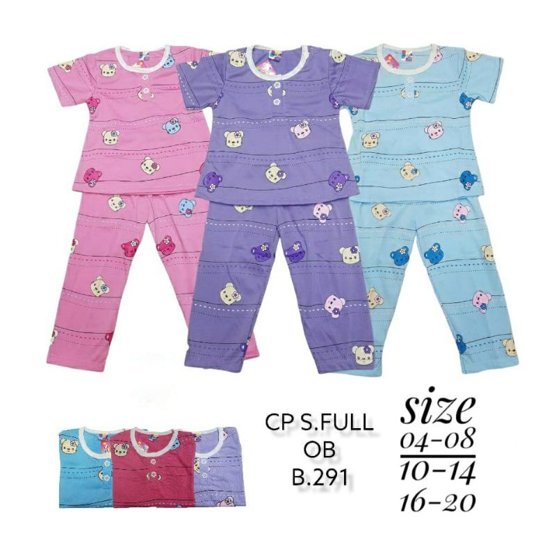 SETELAN BAJU TIDUR ANAK PEREMPUAN UMUR 2-6 TAHUN MOTIF BEAR