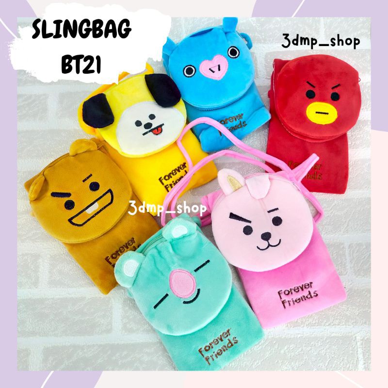 Slingbag tas selempang dompet ponsel bt21 bts tata cooky kota shooky chimmy mang