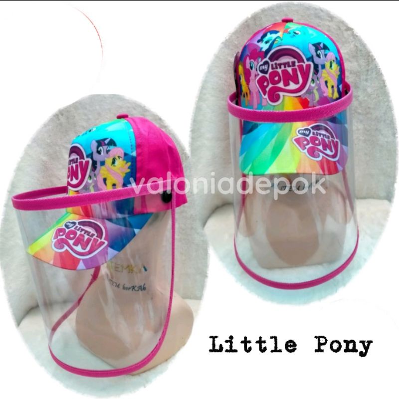 Topi Anak Karakter Little Pony / Topi Anak dengan Face Shield / Topi Anak Anti Corona
