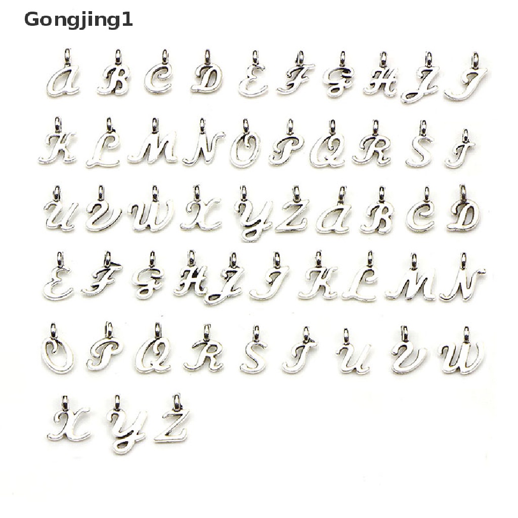 Gongjing1 52Pcs / Set Liontin Silver Tibet Bentuk 26 Huruf A-Z Untuk DIY Perhiasan