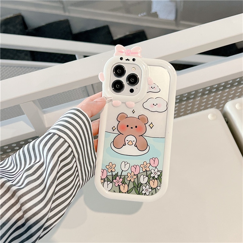 Soft Case TPU Transparan Motif Monster Bear Untuk Compatible for iPhone 14 13 12 11 Pro Max X Xr Xs Max 8 7 6 6s Plus Monster Lens Protector Phone Case Bear Clear Silicone Anti-Scratch Soft Case Shockproof Soft TPU Back Cover