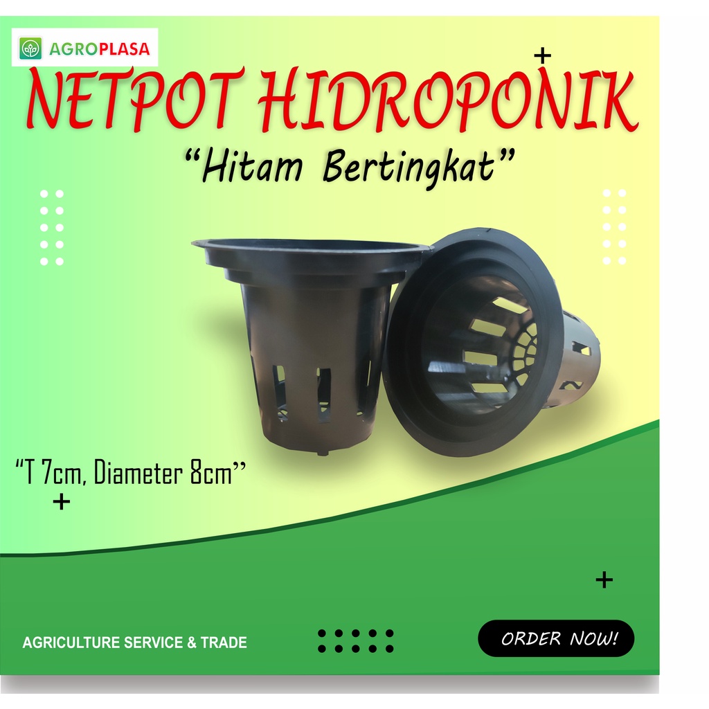 Netpot Bertingkat Tinggi 7cm Diameter 8cm Hitam