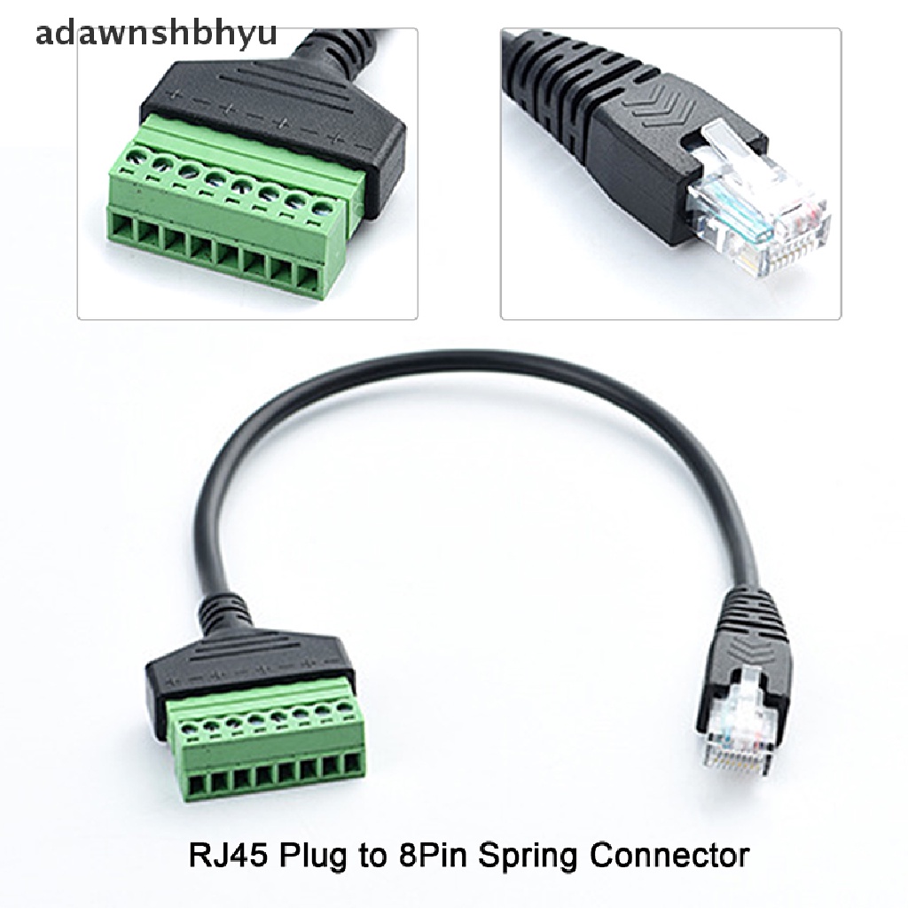 Adawnshbhyu RJ45 Ethernet Male To 8pin AV Terminal Screw Adapter Converter Kabel Colokan Blok