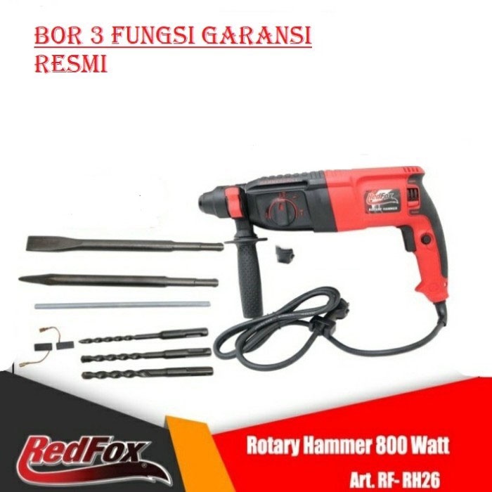 BOR TEMBOK BETON BOR ROTARY HAMMER 3 FUNGSI REDFOX