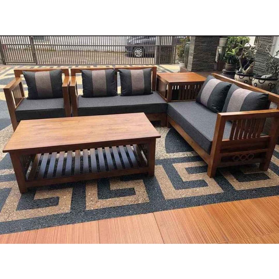 jual kursi tamu pojok sudut kayu jati minimalis modern | shopee