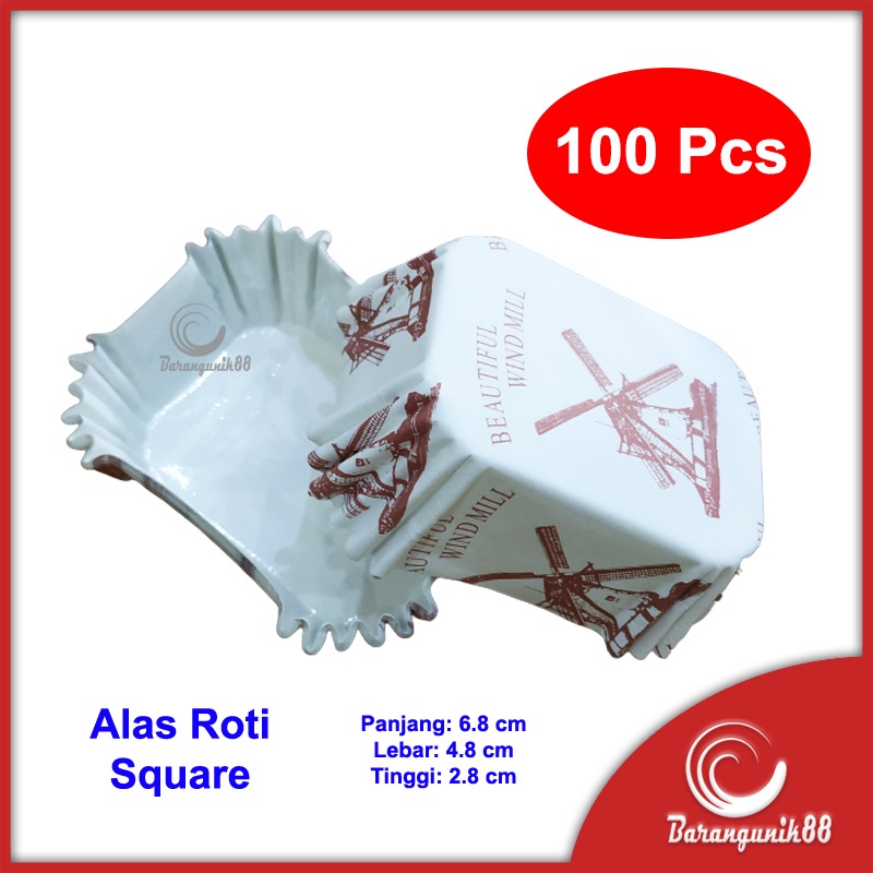 [100 Pcs] Kertas Alas Roti Kue Anti Lengket PET CC Square Kotak