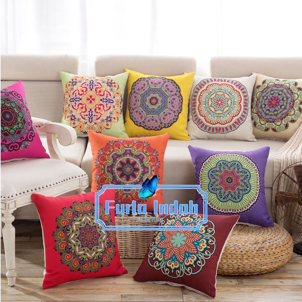 Sarung bantal sofa sarung bantal kursi warna putih/hijau /cream IMPOR 45×45cm