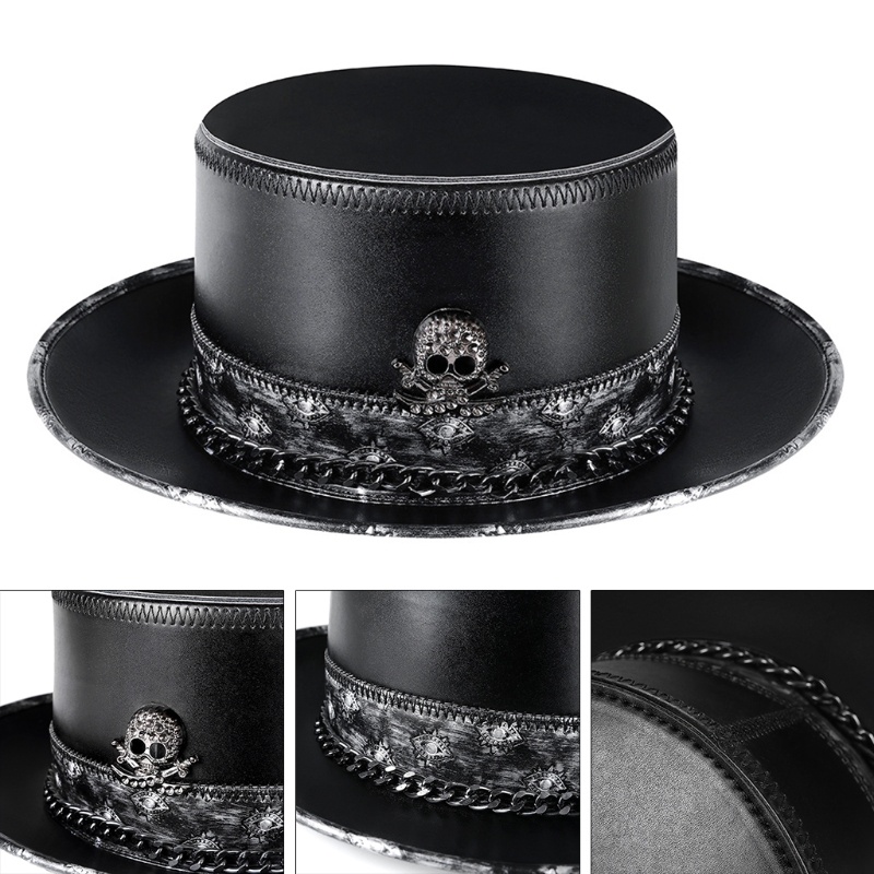 Topi Bahan Kulit Gaya Steampunk Untuk Kostum Halloween