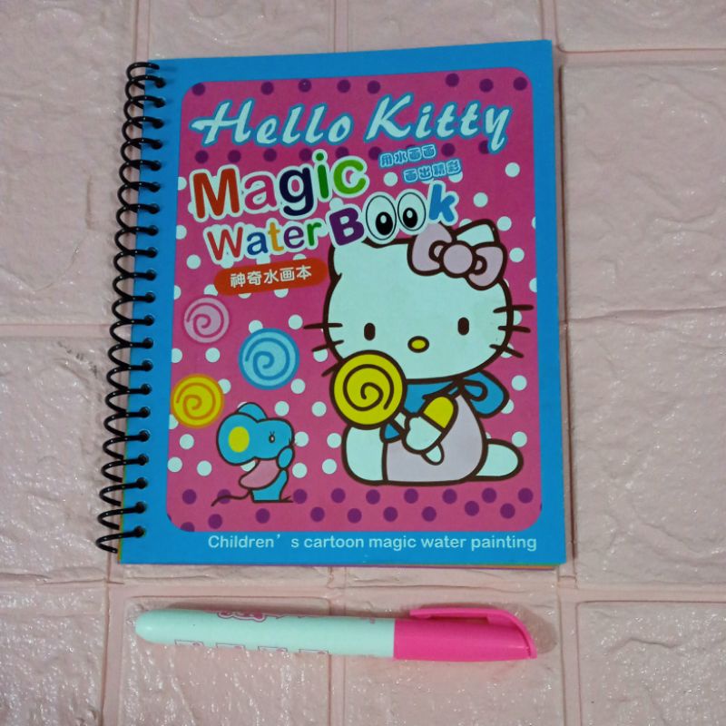 LYSASHOP - MAGIC WATER BOOK / BUKU AJAIB MEWARNAI ANAK GAMBAR MAINAN EDUKASI ANAK-Hello Kitty