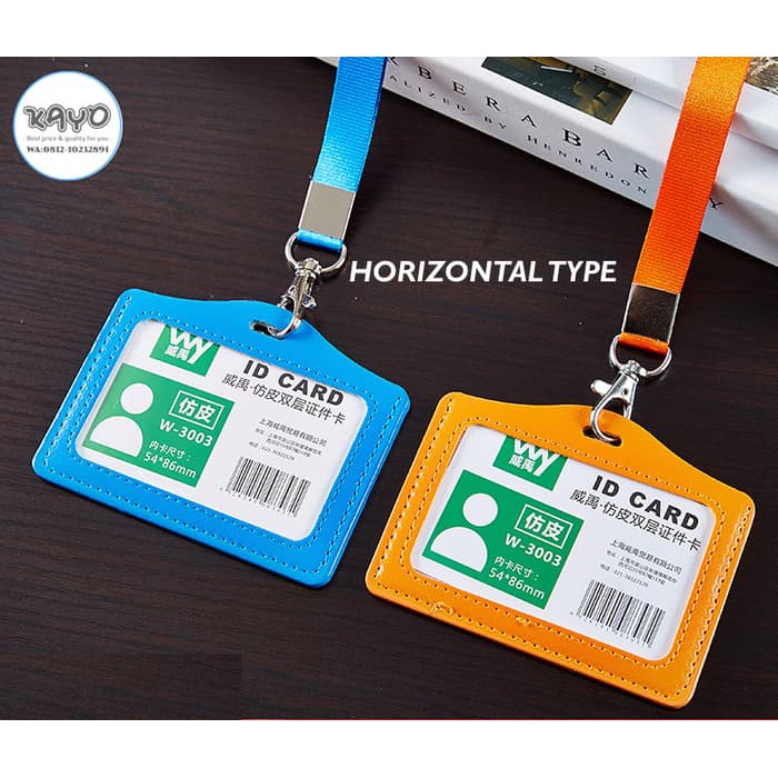 

2S HR |NAME TAG ID CARD 2 SLOT, GANTUNGAN ID CARD 2 TEMPAT KARTU KULIT
