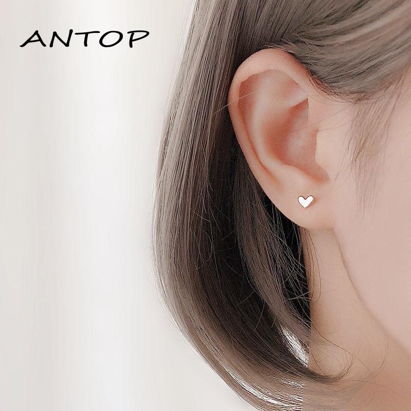 Anting Tusuk Wanita Bahan Sterling Silver 925 Desain Hati Gaya Simple Untuk Musim Panas