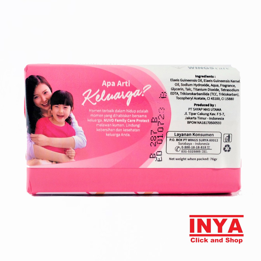 NUVO FAMILY CARE PROTECT ANTIBACTERIAL SOAP 76gr - Sabun Batang