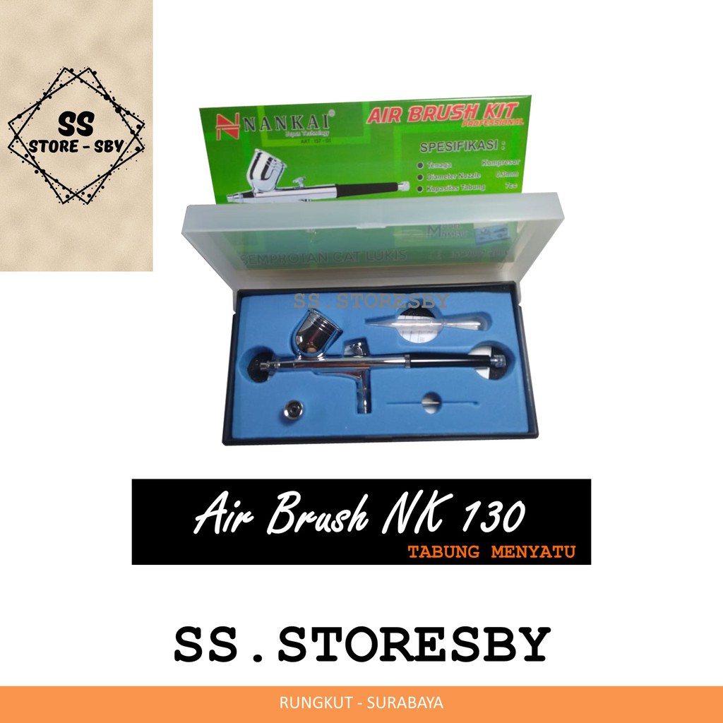 

AIR BRUSH KIT PEN BRUSH SPRAY GUN LUKIS SPED LUKIS NANKAI NK - 130 TABUNG MENYATU