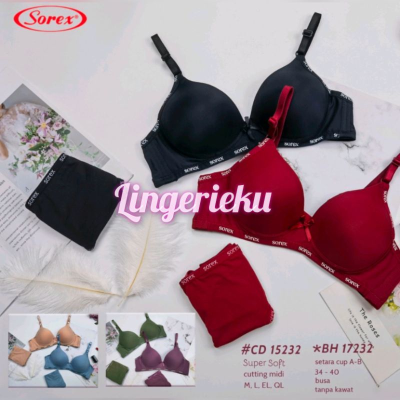 Sorex 17232 BH Bra Wanita Busa Tipis Tanpa Kawat Kait 2 Setara Cup B Asli dan Murah