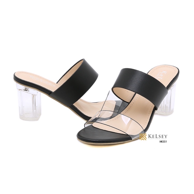 (GRATIS ALAS KAKI) Nicole Sandals Heels Wanita / Sandal Hak Kaca 8cm Kelsey HK551