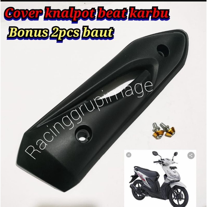 Cover / Tameng Knalpot Pelindung Knalpot BeAT Karbu plus 2 pcs baut cnc