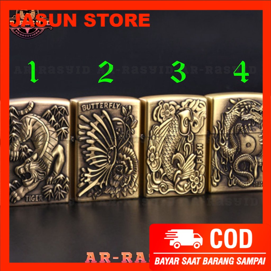 BISA COD! Korek Api Zippo Roda Api Minyak Jiantai Motif Hewan JT-6139