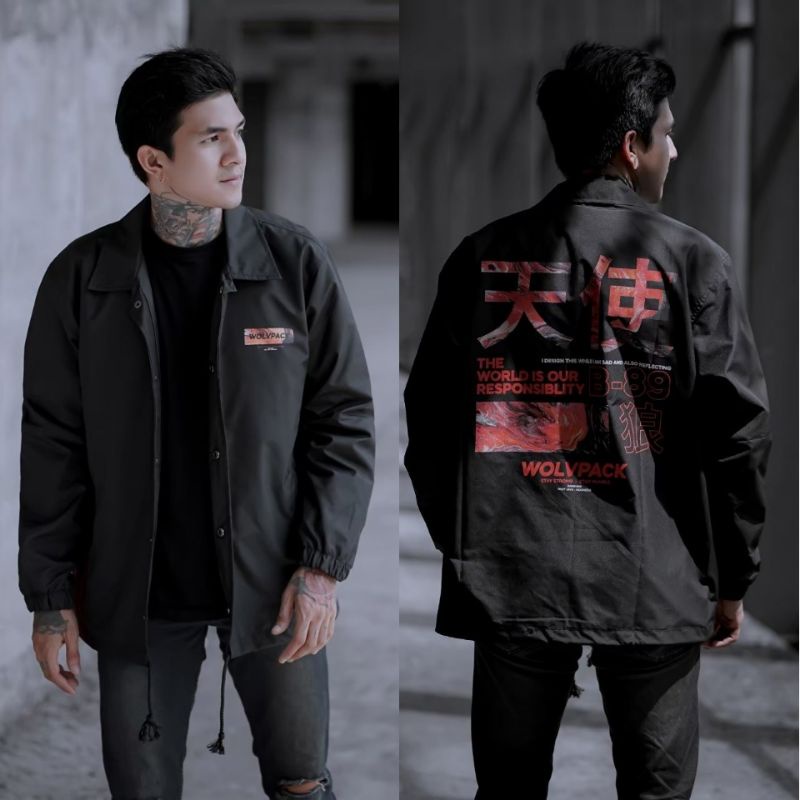 COACH JACKET - JAKET COACH - JAKET COACH PRIA - COACH JAKET - JACKET COACH - JAKET CHOACH-Kaguya Hitam
