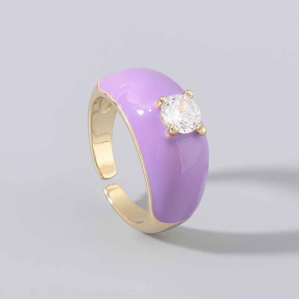 Hu Hu Hu Hu Hu Alat Bantu Pasang Kacamata♡ Cincin Model Terbuka Bahan Tembaga Hias Berlian Imitasi Warna Warni Untuk Wanita