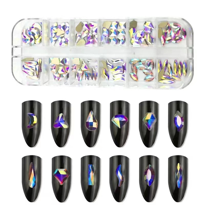 SWAROVSKI MIX SHAPE CRYSTAL AB CLEAR BRONZE COLOR RHINESTONE MIX SHAPE 12 BENTUK NAIL ART NAIL CHARM HIASAN NAILART BATU PERMATA