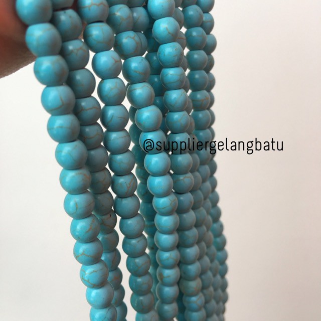 bahan Blue pirus 6mm natural phyrus aksesoris gelang kalung howlite bahan gelang kalung aksesoris