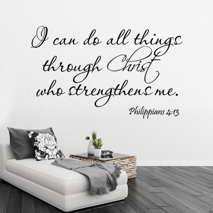 ELFYDO - STC003 Sticker Dinding Kata Quote Philippians 4:13 Wall Sticker