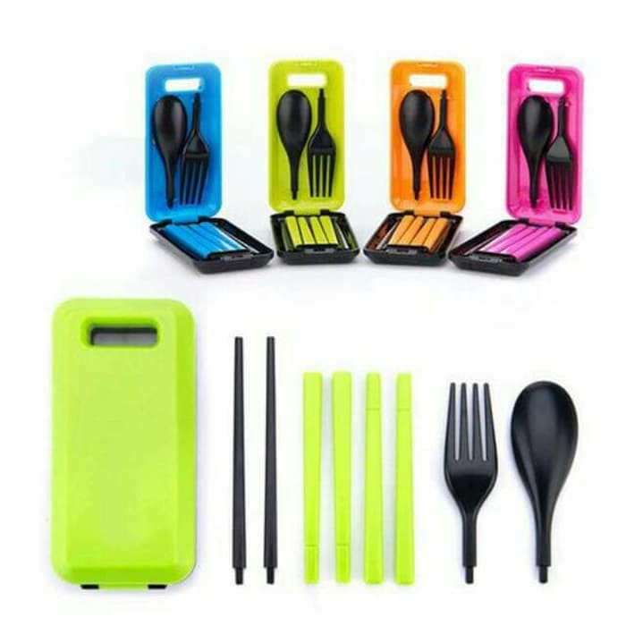 Sendok Garpu Sumpit Travel Portable / Sendok Makan Travel 1 Set Korea