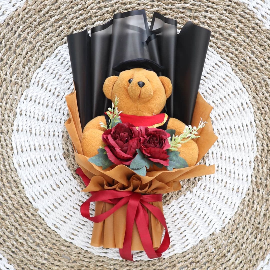 Buket Bouquet wisuda-acara besar-mahar boneka coklat snack bisa request