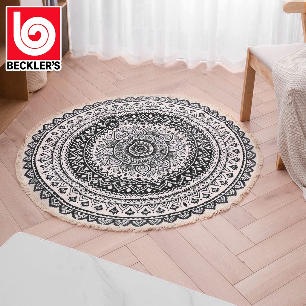 Keset Karpet Nordic Bohemian Bentuk Bundar Katun Tenun UK 90X90CM HIGH QUALITY