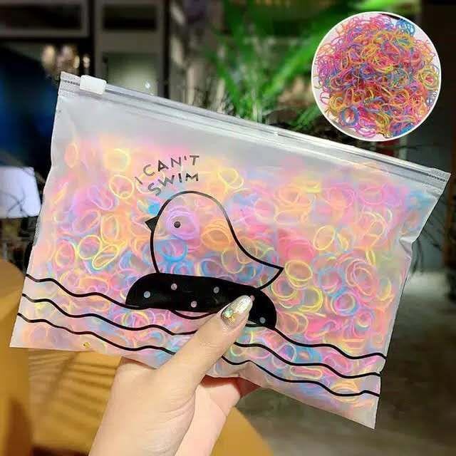 （ 27AN.ID ) COD Korea Ikat Rambut H160 28/100/1000Pcs Bag Elastis Wrn Polos Gaya Korea untuk Wanita-RAINBOW 1000PCS