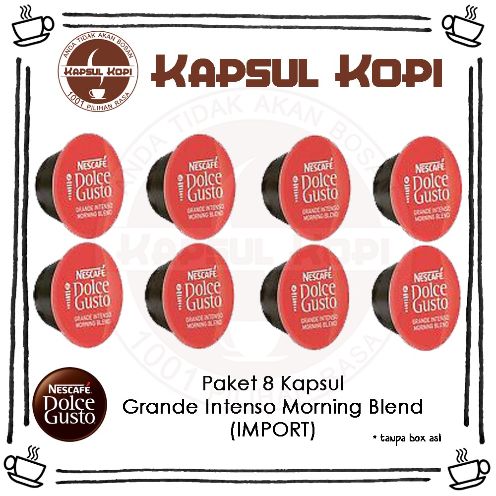 

Paket 8 KapsulKopi Grande Intenso Morning Blend Nescafe Dolce Gusto Impor