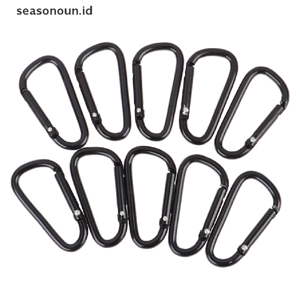 10 Pcs Gantungan Kunci Carabiner Bentuk D Bahan Aluminum Alloy Warna Hitam