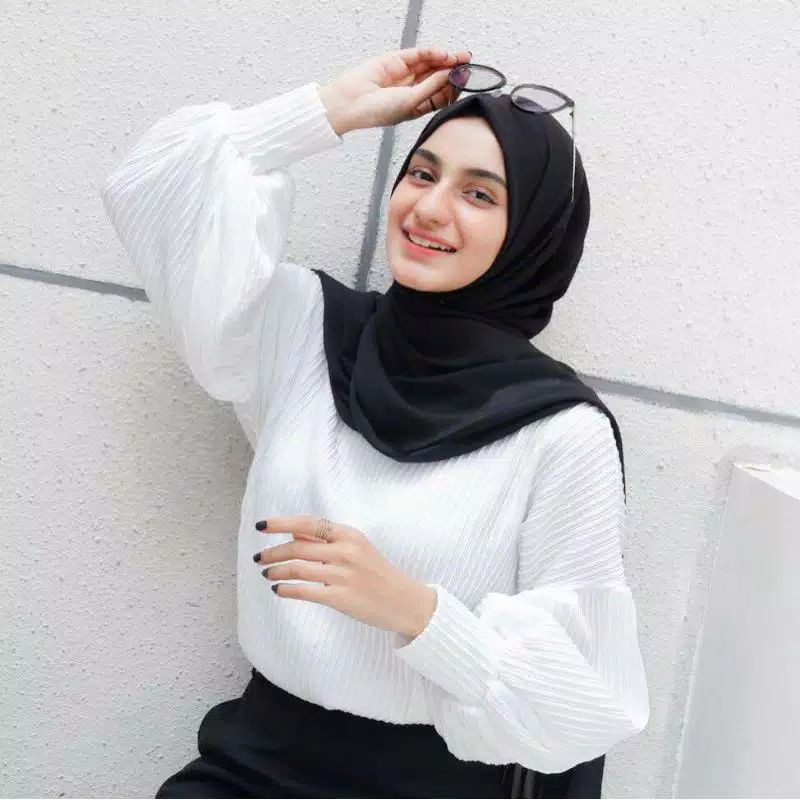 Original Mybamus Bubble Blouse Premium / Atasan lengan balon plisket premium tebal