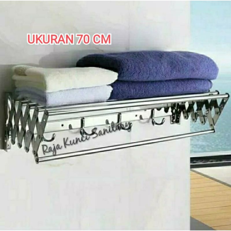 Gantungan Handuk Tarik Stainless 60cm/Rak Handuk Tarik Stainless