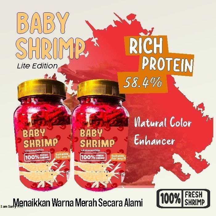 Pelet Makanan Ikan Baby Shrimp Merah Naikan Warna Merah Cupang Channa Arwana IKANESIA