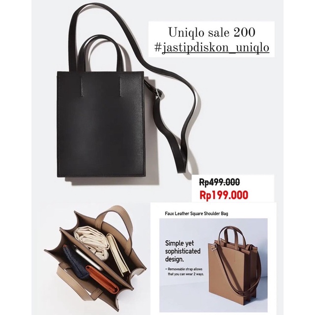 UNIQLO FAUX LEATHER SQUARE SHOULDER BAG - Jastip Tas Uniqlo / Hand Bag / Shoulder Bag / Sling Bag