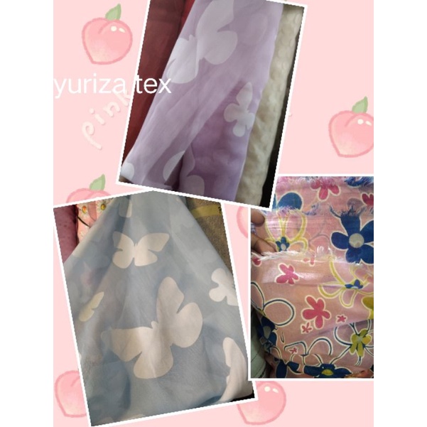 kain/bahan organza motip kupu kupu