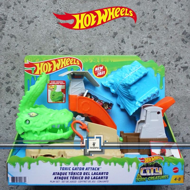 Hot Wheels TOXIC GATOR Attack Playset Hotwheels City Creatures Track