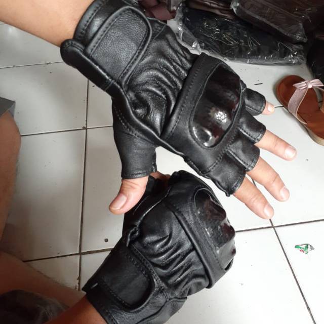 Sarung Tangan Motor helf batik/Kulit Asli/GakMestiMahal