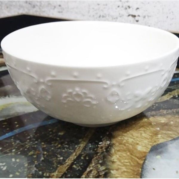 MANGKOK KERAMIK IMPOR MOTIF SHABBY PUTIH/BOWL KERAMIK PUTIH/MANGKUK SUP