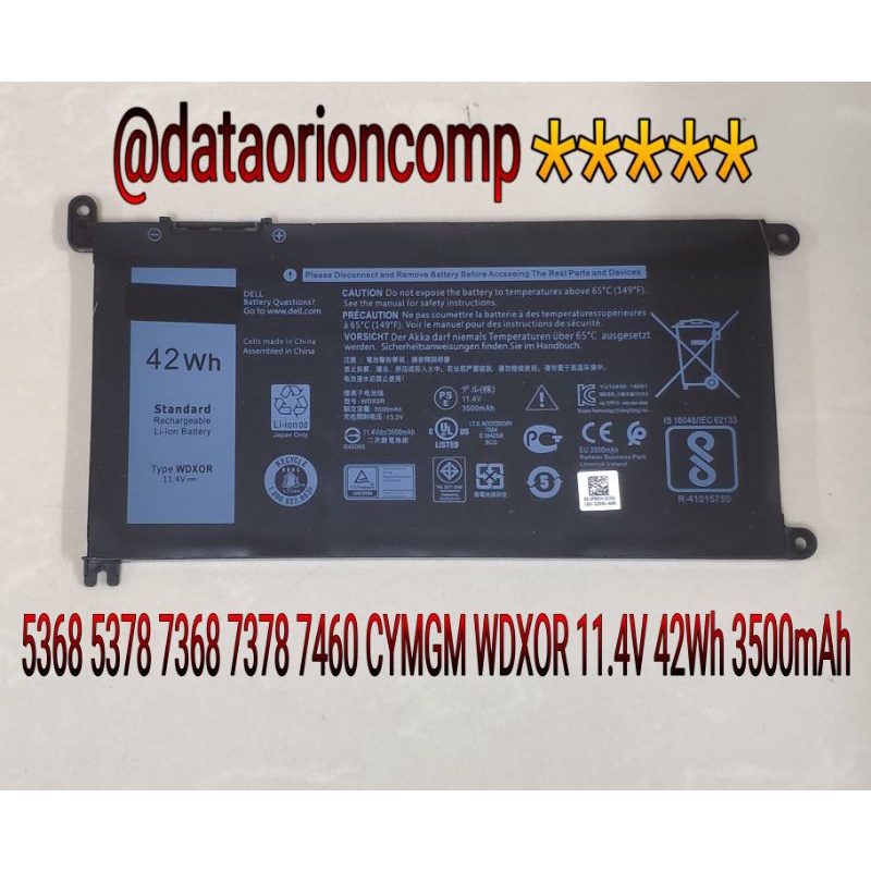 Baterai Battery DELL INSPIRON WDXOR 15 5568 15-5568 13-368 5368