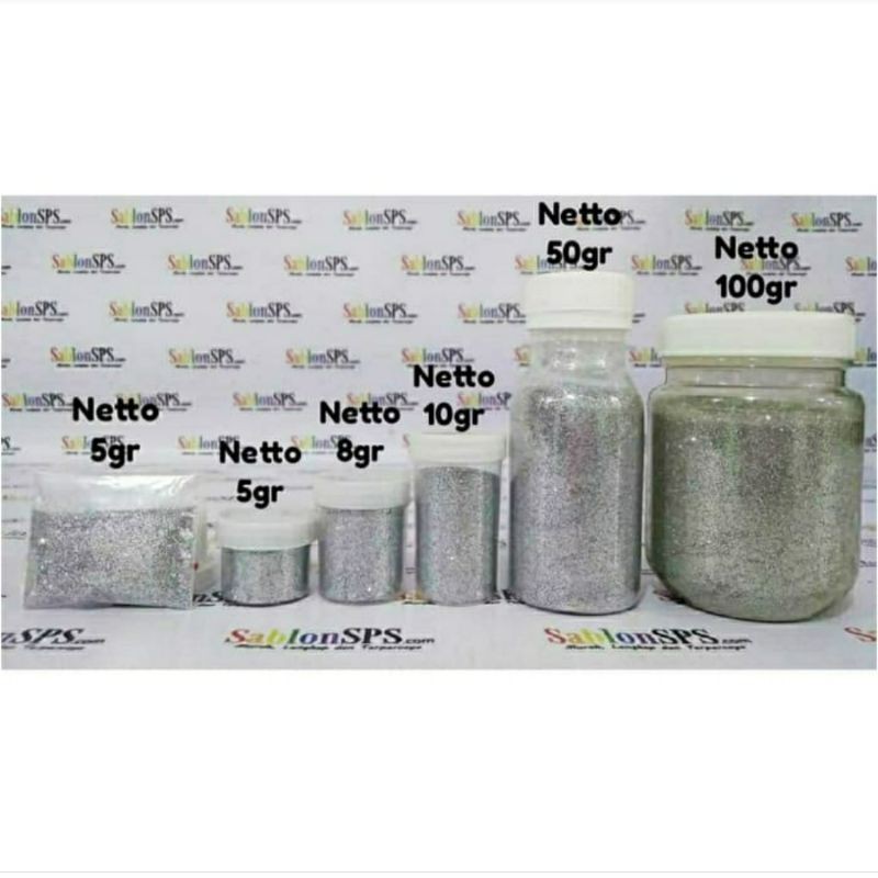 Bubuk Gliter Perak / Silver Glitter Powder 5gr Zip-lock 5 BUNGKUS