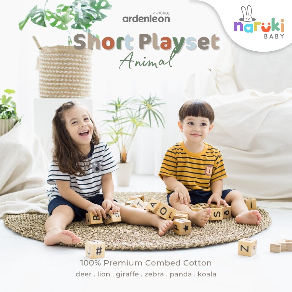Ardenleon Short Playset Animal Stripe Kid Arden Leon Baju Setelan Anak