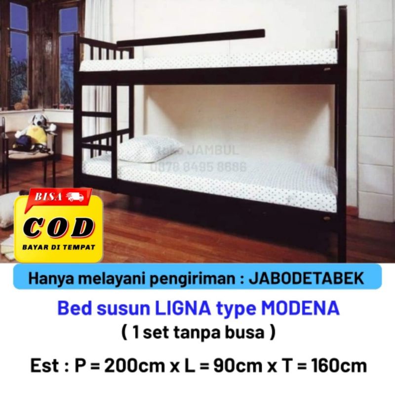 Dipan 90x200 kayu Mahoni TEMPAT TIDUR RANJANG SUSUN LIGNA type MODENA