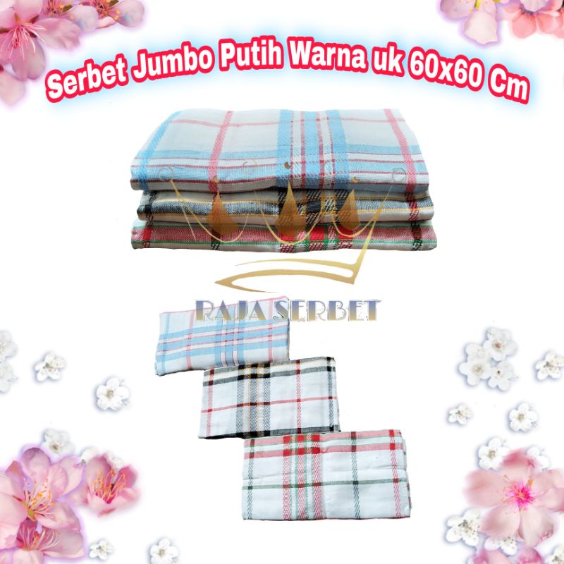 1 LUSIN..Serbet Kain Lap Jumbo Putih Warna (05) uk 60x60 cm