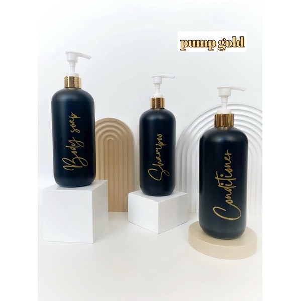 botol hitam 500ml n24 gold edition.  aesthetic bottle minimalist refill organizer tempat sabun cair pump estetik