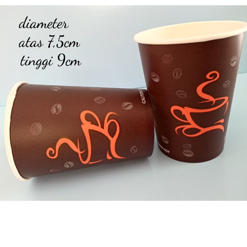 Paper cup 8 Oz isi 50pcs /gelas kopi/ kertas tahan panas /8 Oz/ paper  cup motif
