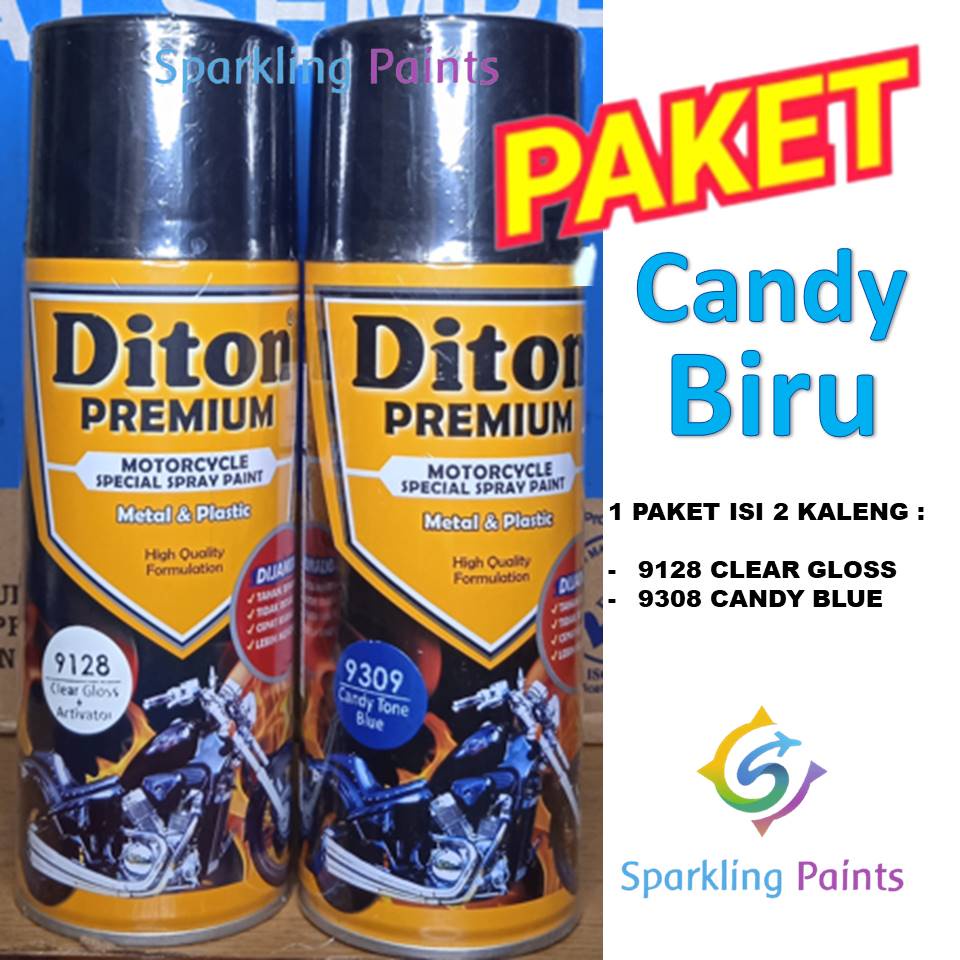 Paket HEMAT 9309 Candy Tone Blue Cat Pilox Diton Premium 400ml kendi biru sepeda motor mobil pylox