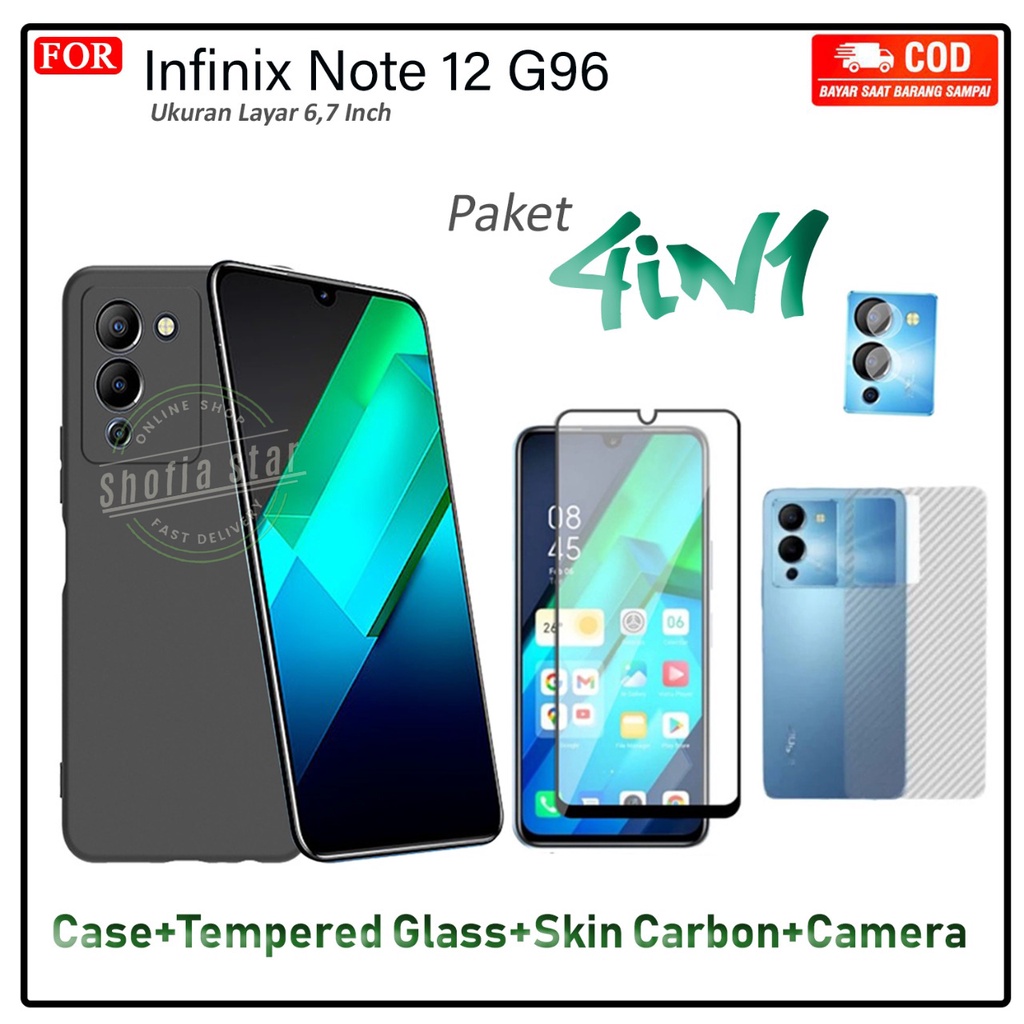 4IN1 CASE INFINIX NOTE 12 G96 12 VIP SOFTCASE SLIM MATTE PREMIUM BLACK CAMERA PROTECT CASING