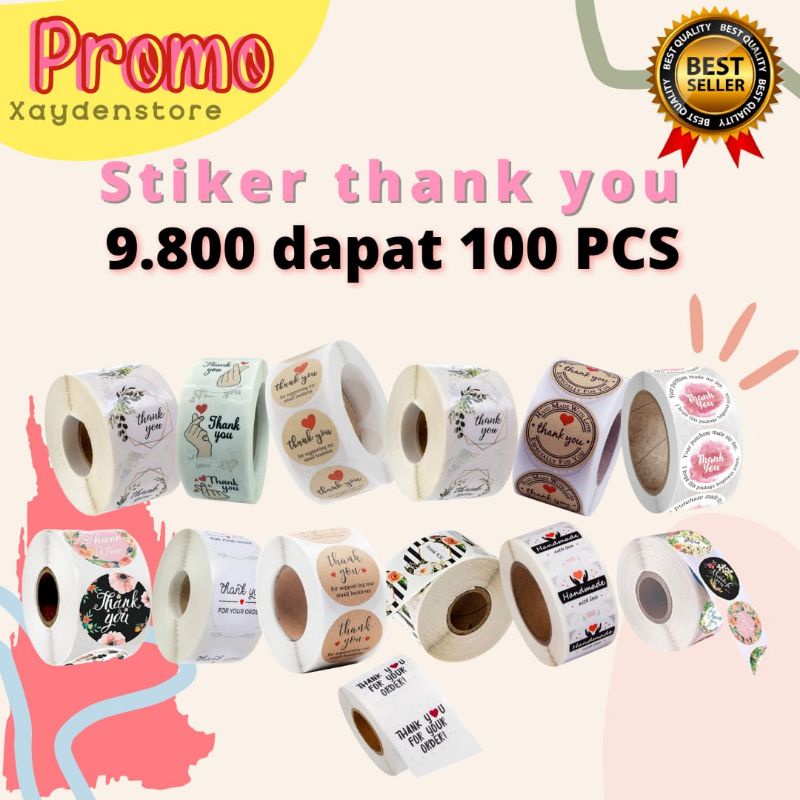 

100 PCS STIKER SEGEL LABEL THANK YOU FOR YOUR ORDER / STICKER LABEL THX FOR UR ORDER